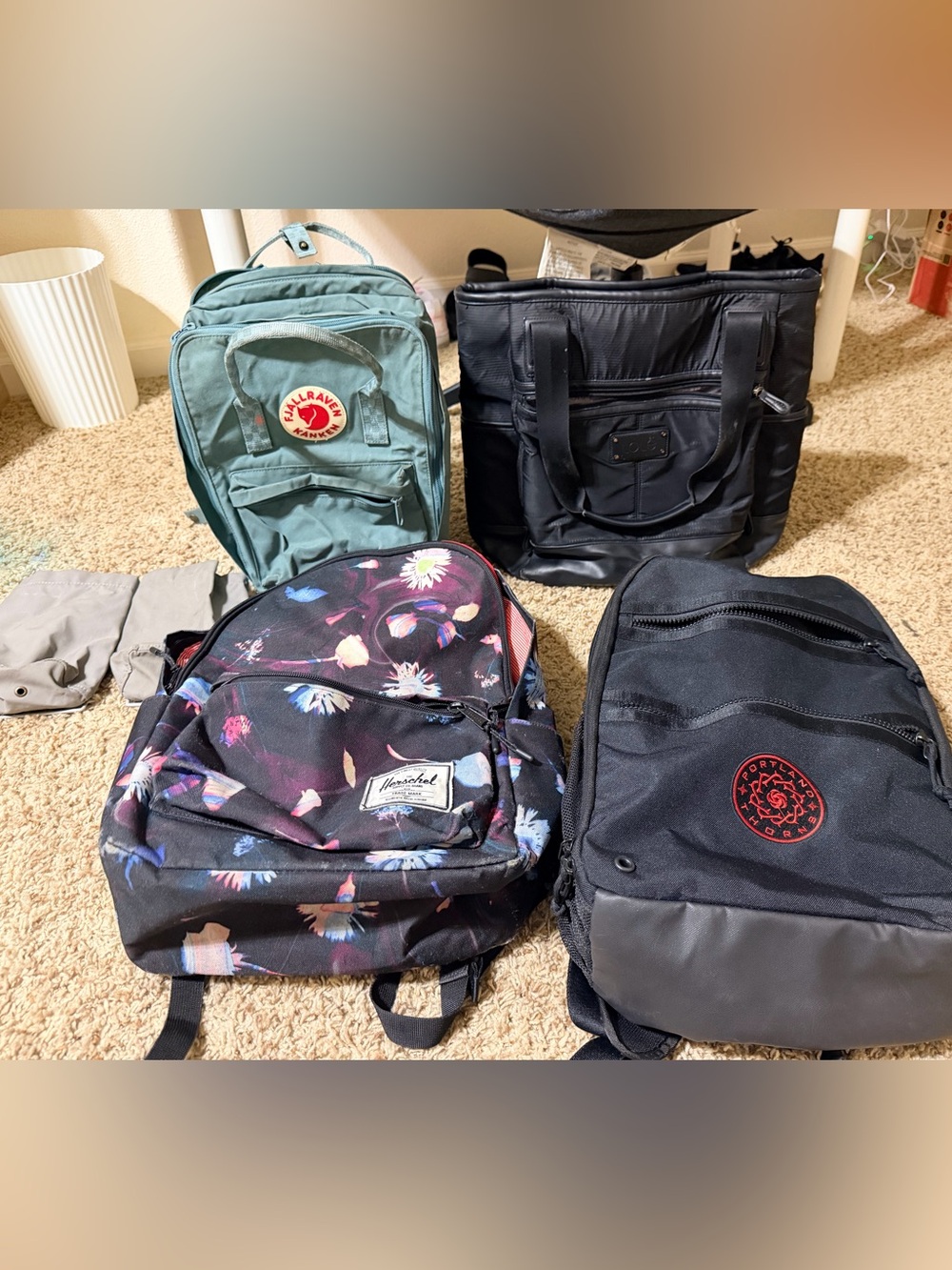 Backpacks! FjallRaven kanken XL, Herschel, Nike Thorns, Lole
